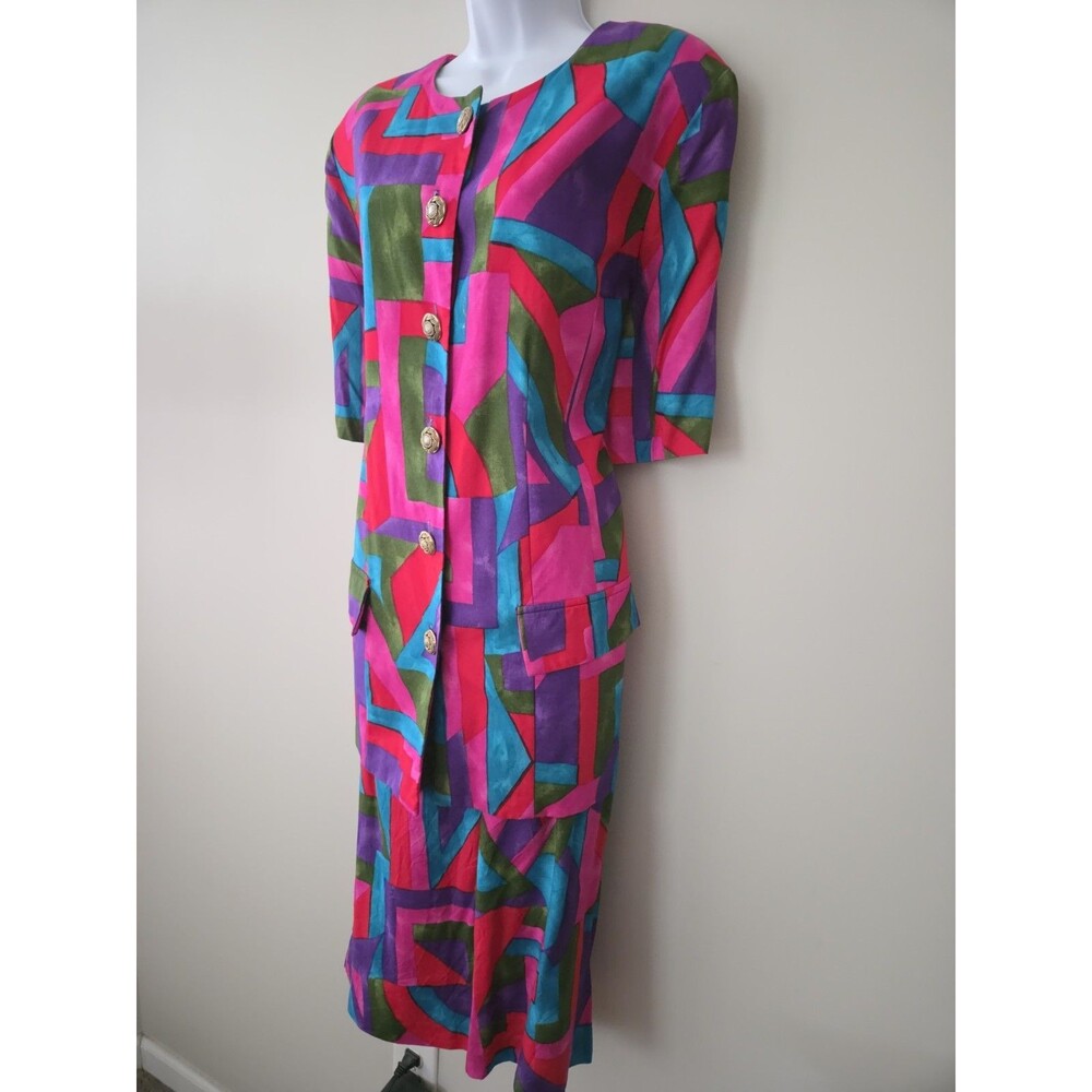 Vintage 80s Skirt Suit 18 Maximalist Abstract Geometric Matisse Pucci Dopamine